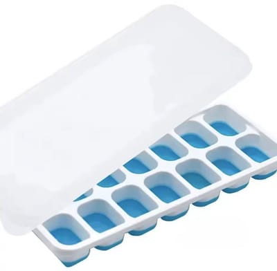 Siliconen ijsklontjesmal - 2- stuks - ijsblokjesmaker - BLAUW met deksel - BPA-vrij en silicone bodem - Ijsklontjes bak - Met deksel - 22/9CM - CHPN