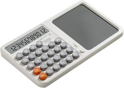 Rekenmachine met Schrijfblok - Rekentool Notitie - Studeren en Werken - Oogbeschermend Display - 15x26cm - Zwart