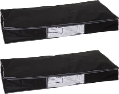 2x Stuks dekbed/kussen opberghoes zwart met vacuumzak 98 x 45 x 15 cm - Dekbedhoes - Beschermhoes
