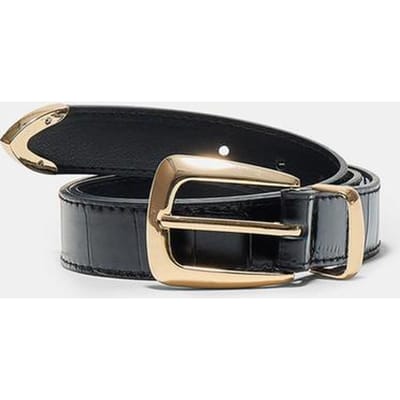 Stradivarius Riem met krokodillenmotief  Zwart 70