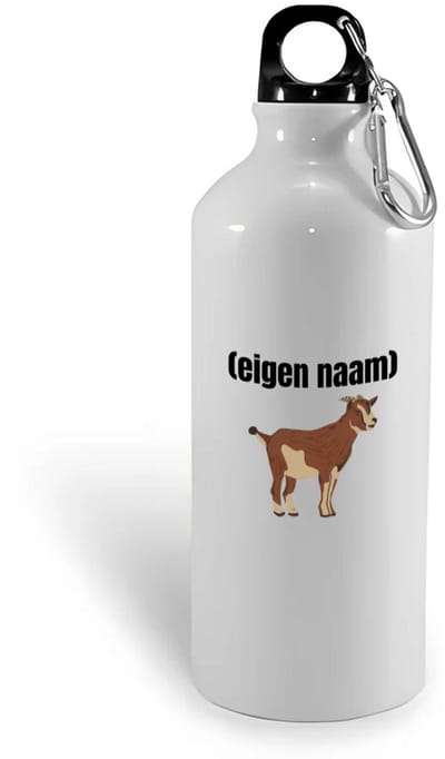 Hacebo® - Geit met hoorn waterfles - Geit - geiten liefhebbers - met eigen naam - dieren liefhebber - leuk cadeau voor iemand die houdt van geiten - cadeau - kado - water fles - 400ML
