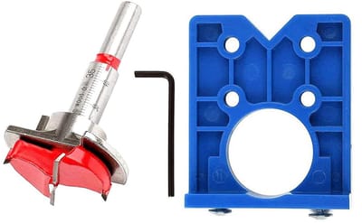 Dailygoody - Mallenset voor scharnierboor - Houtbewerking - Hoge precisie - Blauw - Verborgen deurscharnieren - Ideaal voor kasten en plankmontage