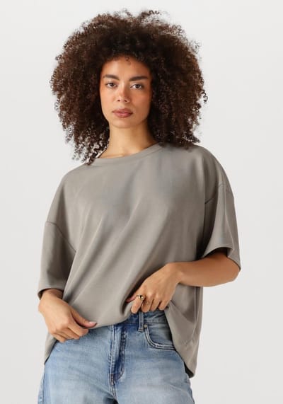My Essential Wardrobe Hellemw Emb Boxy Tee Tops & T-shirts Dames - Shirt - Grijs - Maat XL/XXL