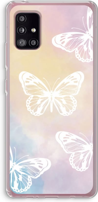 Case Company® - Hoesje geschikt voor Samsung Galaxy A51 5G hoesje - White butterfly - Soft Cover Telefoonhoesje - Bescherming aan alle Kanten en Schermrand