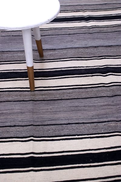 Grijs Tapijt Laagpolig Handgeweven Wollen Vloerkleed - Koho Afghan Modern Kelim 213x150 - 213x150cm- Modern - Woonkamer - Salon - Slaapkamer - Eetkamer