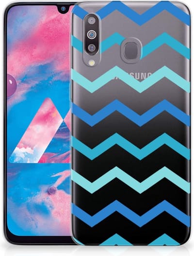Samsung Galaxy M30 TPU bumper Zigzag Blauw