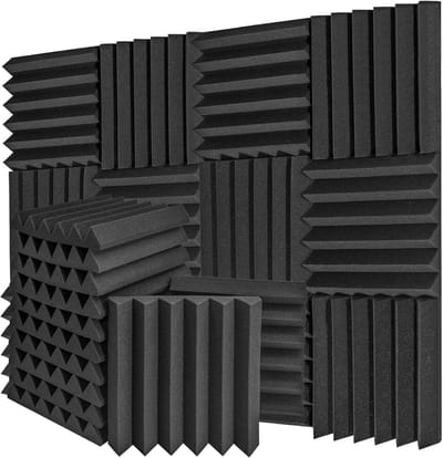 Famanu – Akoestisch schuim, akoestische schuimplaten voor wandgeluidsisolatie, geluidsisolatiemat, schuimplaat met hoge dichtheid, 30 x 30 x 5 cm, 24 stuks