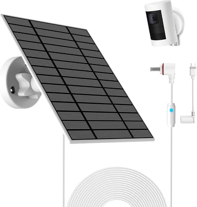 Zonnepaneel 6W voor Spotlight Cam Plus/Pro en Stick Up Cam - Zonne-energie Oplader met Indicatie en 4 Meter Kabel - IP66 Bescherming met USB-C en DC3,5 mm Aansluitingen