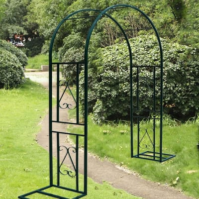 Metalen Tuinboog - Rozenboog Entree - Decoratie Klimplanten - Roestvrij Sterk Staal - 340cm Breed - Zwart