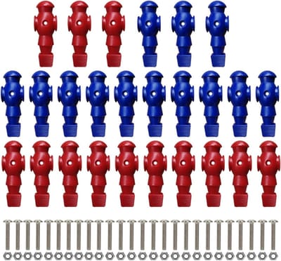 Voetbaltafel Onderdelen - Spelerspoppetjes - Tafelvoetbal Spel - Stevig Hars Materiaal - 26 Stuks - Rood en Blauw