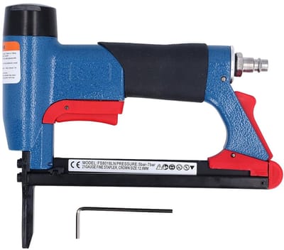Pneumatisch Nietpistool - Nietmachine Houtbewerking - Meubels Repareren - Verlengd Mondstuk - 140 Nietjes - Grijs