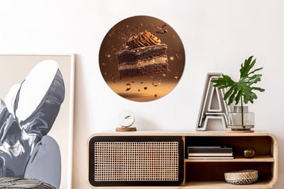 WallCircle - Wandcirkel - Muurcirkel - Taart - Chocolade - Eten - Brownie - Aluminium - Dibond - 60x60 cm - Binnen en Buiten