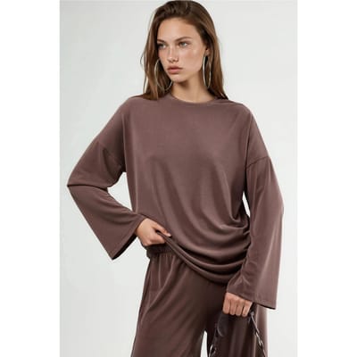 Ontspannen Pasvorm Crew Neck Lange Mouwen Blouse