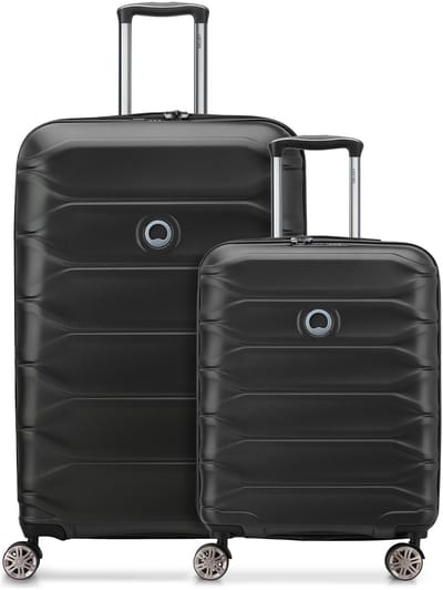 Delsey Paris Meteor-kofferset met 4 wielen, maten S en L, met uitbreidingsplooi - Harde bagage - TSA slot - deep black