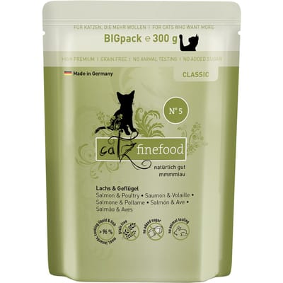 Voordeelpakket: 24x300g catz finefood Zalm & Gevogelte Nat kattenvoer