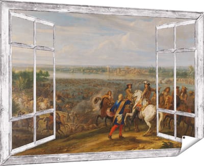 Gards Tuinposter Doorkijk Lodewijk XIV trekt bij Lobith Nederland binnen - Adam Frans van der Meulen - 180x120 cm - Tuindoek - Tuindecoratie - Wanddecoratie buiten - Tuinschilderij