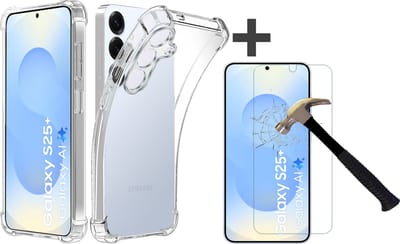 Hoesje met Screenprotector Geschikt voor Samsung Galaxy S25 Plus Hoesje Siliconen Shockproof Case - Arara Backcover- Transparant