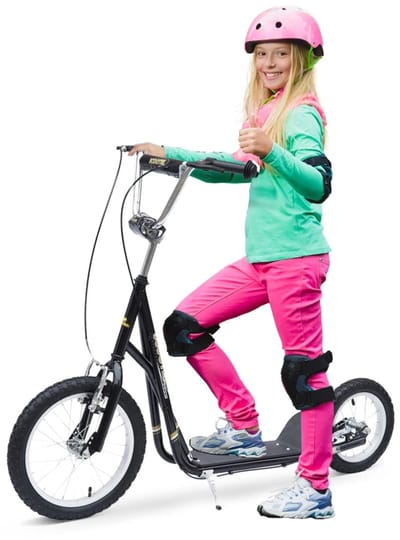 Kinderstep - Kinderstepjes met Luchtbanden en Handrem - Step - Stuurhoogte: 92-100 cm - Antislip Platform - Speelgoed Jongens/Meisjes vanaf 5 jaar - Tieners & Volwassenen - tot 100 kg - Zwart