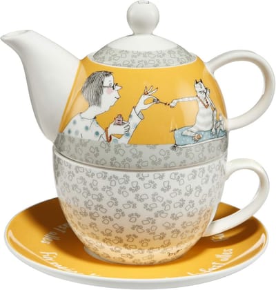 Tea for One Set - Theekop en Theepot ineen - Kleurrijk Porselein