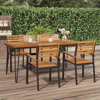 Tuin Eettafel - Houten Tafel - Buiten Dineren - Industriële Vorkpoten - 180x90x75 cm - Natuurlijk Hout