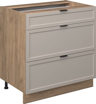 Vicco Fame-Line Keukenonderkast – 80 cm met 3 laden, zonder werkblad GrijsBeige