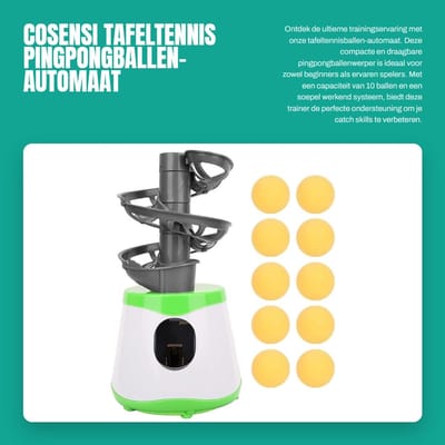 Dailygoods- Pingpongballenmachine Automatisch - Tafeltennis Trainer - 10 Ballen - Compact - Duurzaam - Eenvoudig te Gebruiken - Tafeltennisballenmachine