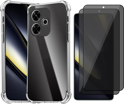 Hoesje geschikt voor Poco F6 - 2x Privacy Screenprotector Volledig Dekkend Glas - Shockproof Transparant