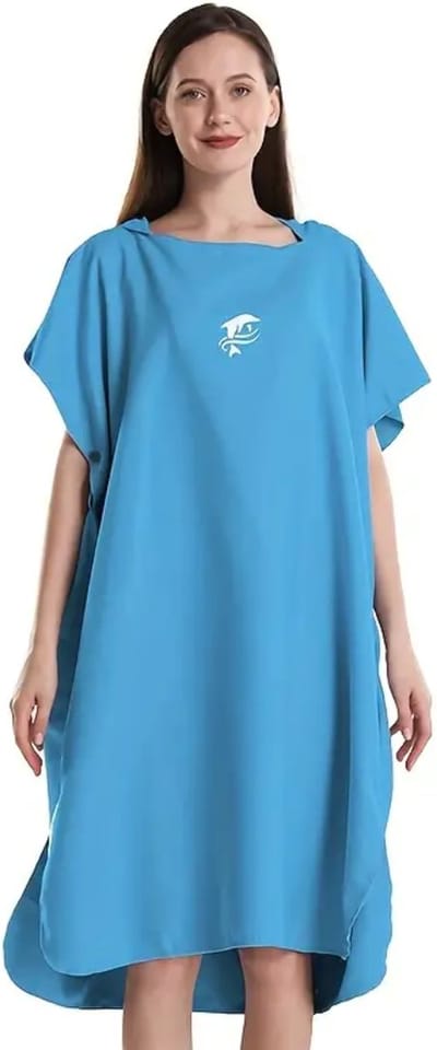 Bovista Surf Poncho - Dames - Heren - Omkleed Handdoek - Volwassenen - Zacht - Poncho - Blauw