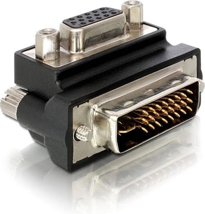 DVI-I (m) naar VGA (v) adapter - 90° haaks naar boven / zwart