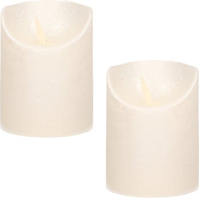 2x Creme parel LED kaarsen / stompkaarsen 10 cm - Luxe kaarsen op batterijen met bewegende vlam