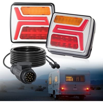 VEVOR Trailerverlichting 2-pack met 4 standen (remlicht/richtingaanwijzer/achterlicht/kentekenplaatverlichting), waterdichte trailerverlichtingsset met kabelboom voor boot, camper, vrachtwagen, bus