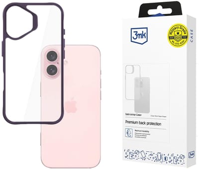 3mk Satin Armor Case+ Purple for Apple iPhone 16 - transparent