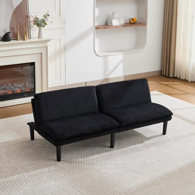 MODFU Bank Met 3-Standen Rugleuning - Omvormbaar Tot Bed - Modern - Voor Woonkamer - Fluweel - Zwart