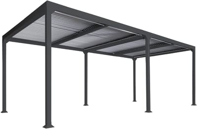 Aluminium pergola MCW-L41, lamellen paviljoen terrasoverkapping, stevig 8cm metalen frame 3x6m ~ antraciet