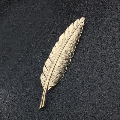 I -Remiel Metaal Goud Zinklegering Veer Heren Blad Tak Broches Accessoires Voor Vrouwen Grote Broche Pin Shirt Pak Decoratie gray