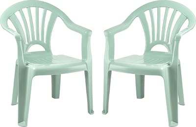 Plasticforte Kinderstoel - 2x - kunststof - mint groen - 35 x 28 x 50 cm - tuin/camping/slaapkamer
