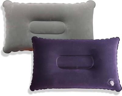 Set van 2 Opblaasbare Kussens voor Kamperen en Reizen - Ultralicht Flock Kussen voor Buiten, Perfect voor Slapen en Hiking