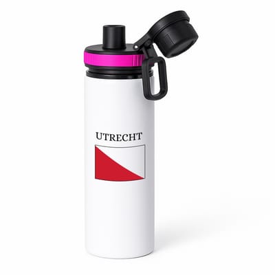 Hacebo® - Utrecht waterfles met draaidop roze - Utrecht - toeristen - stad - vlag - geschenk - cadeau - kado - water fles - 850ML