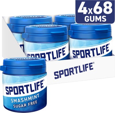 Sportlife smashmint pot - extreem frisse suikervrije kauwgom - 4x102g