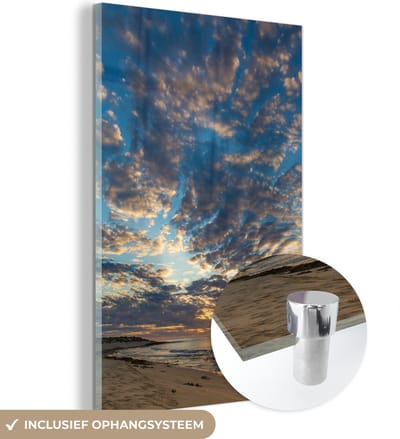 ® Glasschilderij 120x180 cm - Schilderij acrylglas - Zonsondergang bij de Kust van Ningaloo - Foto op glas - Muurdecoratie woonkamer - Wanddecoratie slaapkamer - Schilderijen