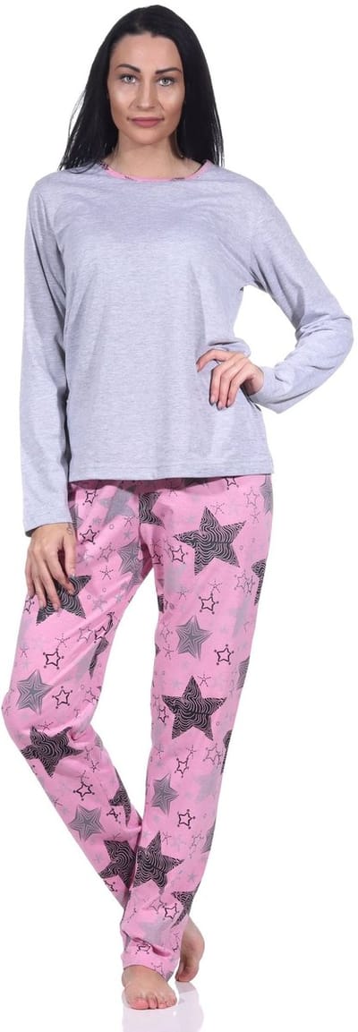 Normann damespyjama met lange mouwen en pyjamabroek in een prachtig sterrenpatroon