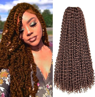 Passion Twist Haar 7 Packs 18 inch Water Wave Gehaakte Hair Extensions Passion Twist Gehaakt Haar Passion Twists Vlechten Haar Bohemian Vlechten Synthetisch Haar(45.72cm,30)