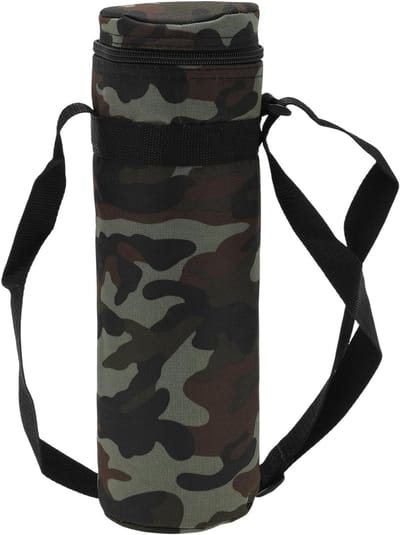 Duurzame Isolerende Waterfles Tas van Oxford Stof met Aluminium Folie, Schokbestendig en Verstelbare Schouderband voor Buitenactiviteiten - 30x10cm Army Green