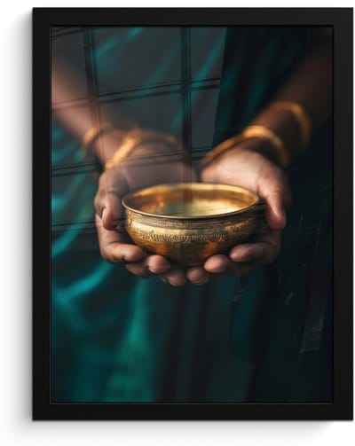 Poster in lijst - Fotolijst 30x40 cm - Posters - Goud - Kom - Blauw - Posterlijst zwart - Decoratie - Wanddecoratie woonkamer - Muurdecoratie slaapkamer