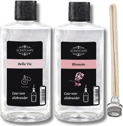 Scentchips Belle vie + Blossom - Geurolie Voor Oliebrander Set van 2 - Inclusief Geurlont - Parfum Olie - Geurolie Voor Lampenolie - Geurlamp Olie - 475ml x 2