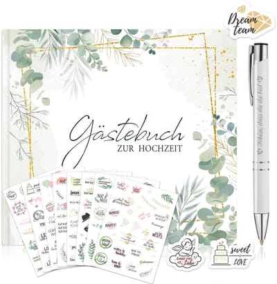Dailygoods - Gastenboek voor Bruiloft met Stickers en Pennen