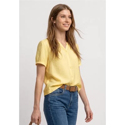 Blouse met korte mouwen, gespleten hals en knopen