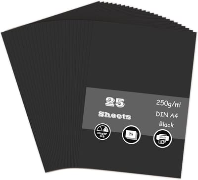 Dikke zwarte A4-kaart voor knutselen en kaarten maken - 250 g/m² (25 vellen)