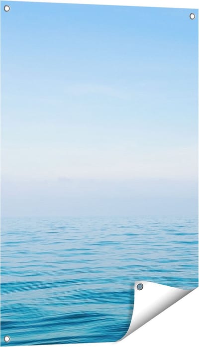 Gards Tuinposter Zee met een Blauw Hemel Achtergrond - 60x90 cm - Tuindoek - Tuindecoratie - Wanddecoratie buiten - Tuinschilderij