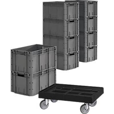 Bakken in euro-maat LTF 6320 - PP - L 600 x B 400 x H 320 mm - 62,7 l - tot 30 kg - 10 stuks - + gratis rolframe
